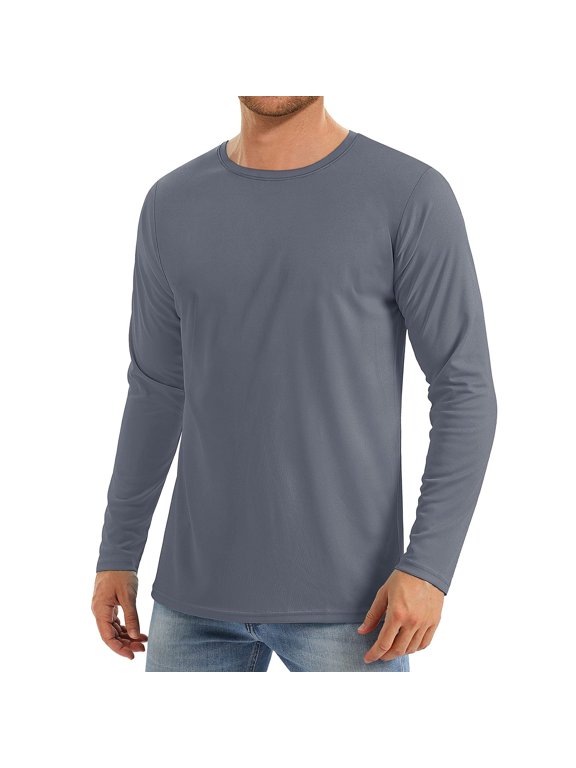 Ice Silk Men's UPF 50+ Sun Shirt Hiking Running Swim Quick Dry Crew Neck Long Sleeve Fishing Hiking Shirt Dark Gray XL