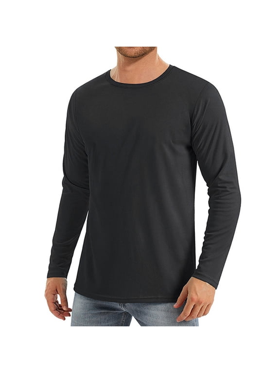 Ice Silk Men's UPF 50+ Sun Shirt Outdoor Hiking Swimming Quick Dry Crew Neck Long Sleeve Uv Fishing Outdoor Hiking Swimming Running Black XL