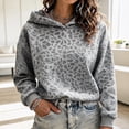 thumbnail image 1 of Hearthz Leopard Print Women's Hoodie Oversized Y2k Trendy Fall Pull Over Sweaters Womens Long Sleeve Drop Shoulder Hooded Womens Lightweight Sweatshirt, 1 of 5