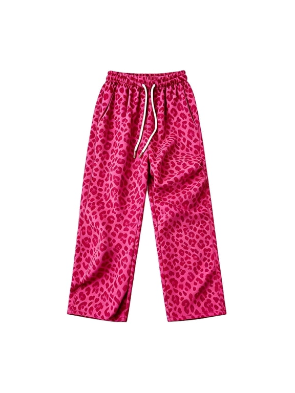 Leopard Print Women's Wide Leg Sweatpants High Waist Palazzo Pants for Women Dressy Fall Winter Athletic Workout Gym Womens Sweatpants