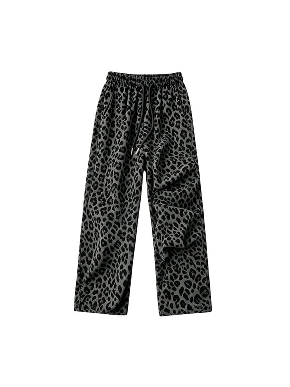 Leopard Print Womens Wide Leg Sweatpants High Waist Sweatpants Women Baggy Fall Winter Athletic Workout Gym Sweat Pants for Womens