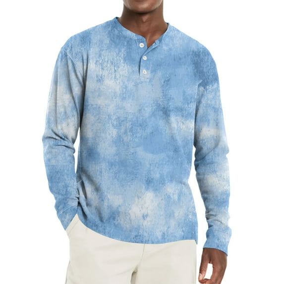 Hearthz Long Sleeve Henley Shirts for Men Fall 3-Button Graphic Men T Shirts Crew Neck Baseball Tee Shirt