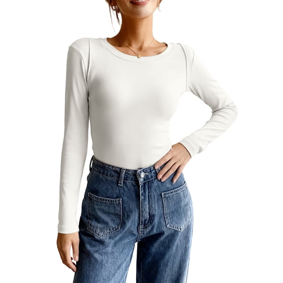 Hearthz Long Sleeve Shirts Women Crew Neck Womens Base Layer Top Fitted Tight Undershirts Underscrub Baselayer