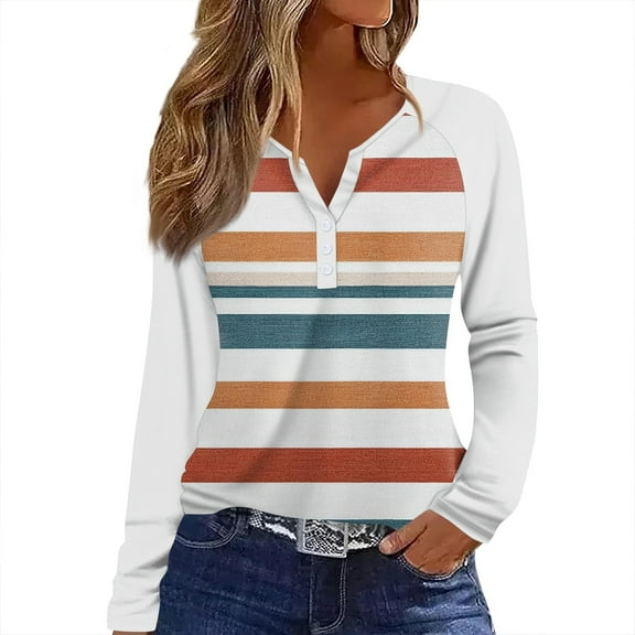 Hearthz Long Sleeve Workout Tops for Women Color Block V-Neck Button Henley Tank Top Women Plus Size Trendy Fall Fashion Winter Raglan Sleeve T Shirts for Women