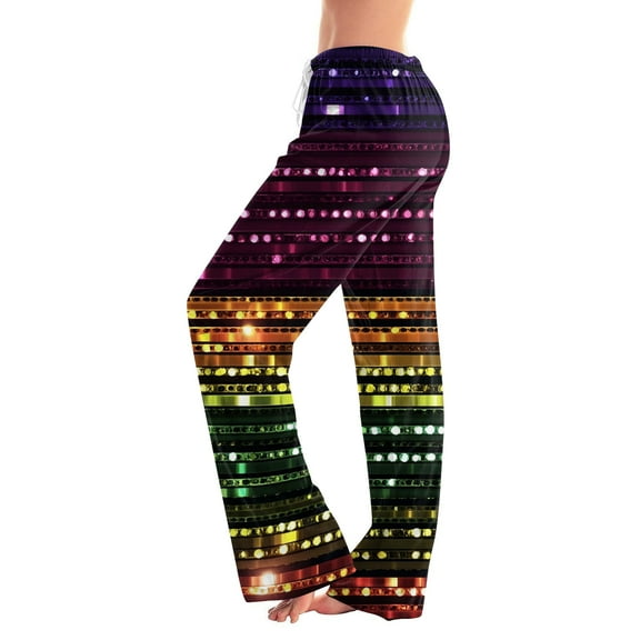 Hearthz Mardi Gras Pajama Pants Womens Wide Leg Pj Bottoms Women Drawstring Elastic Band Carnival Womens Lounge Pants