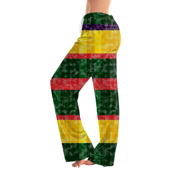 Hearthz Mardi Gras Women Pajama Pants Wide Leg Women's Pajama Bottoms Drawstring Elastic Band Carnival Lightweight Lounge Pants Women