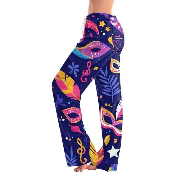 Hearthz Mardi Gras Womens Pajama Bottoms Wide Leg Pj Bottoms for Women Drawstring Elastic Band Carnival Women Lounge Pants