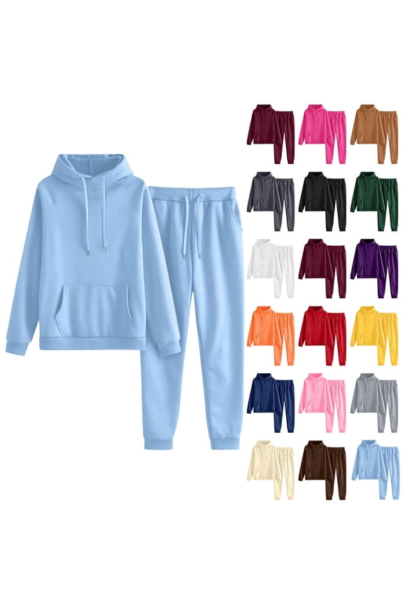 Matching Sweat Sets for Women Fleece Comfort Plain Oversized Oversized Sweatshirt Jogger Sweatpants Matching Sweatsuits with Pockets