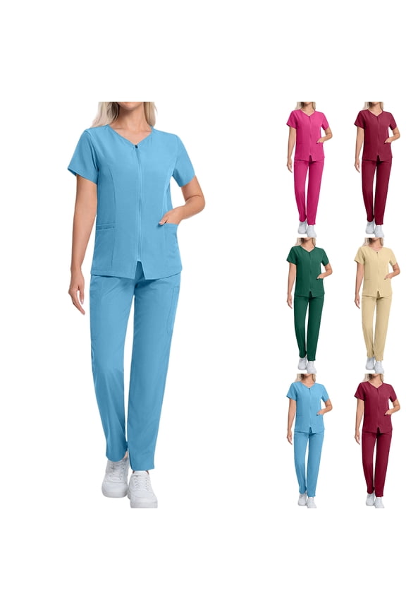Medical Uniform Women's Scrubs Set Nurse Uniform Jogger Suit Stretch Top & Pants Scrubs Set for Women