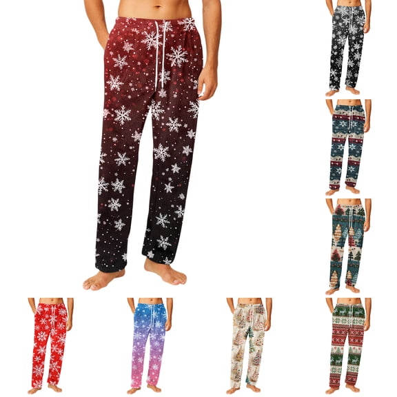 Hearthz Men Flannel Pajama Pants Christmas Winter Thick Thermal Drawstring Lounge Pants Sleep Bottoms Elastic Waisted Men Pj Pants with Pocket