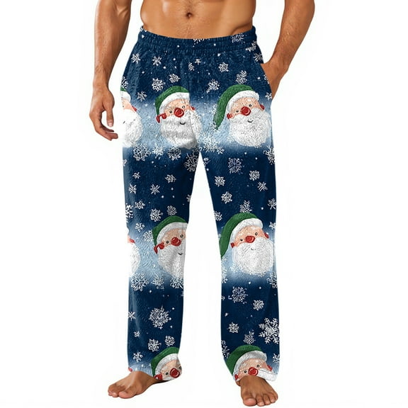 Hearthz Men Fleece Pajama Pants Christmas Mens Pajama Bottoms Winter Warm Plush Fluffy Sleep Pants for Men with Pockets