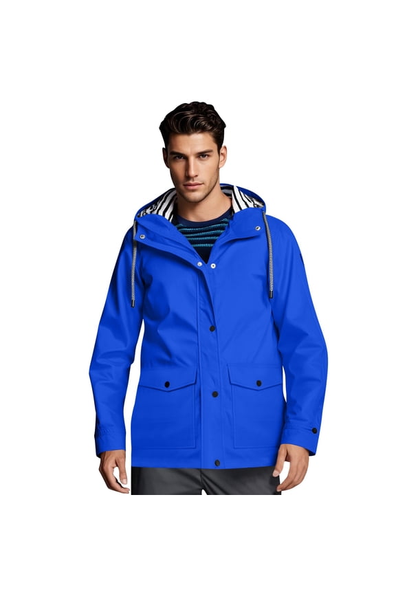 Men Rain Jackets Waterproof with Hood Big and Tall Zip Up Lightweight Wind Breaker Rain Mens Jacket Rain Coat with Pockets