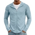 thumbnail image 1 of Hearthz Men UPF 50+ UV Protection Jackets Full Zip Sun Protection Quick Dry Long Sleeve Sun Protection Fishing Shirts Zip Pockets Blue L, 1 of 9