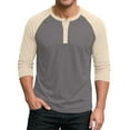 thumbnail image 1 of Hearthz Men's 3/4 Sleeve Baseball Raglan T-Shirts Summer Henley Shirts for Men Casual Cotton Sport Athletic Jersey Tee Tops ,Light Gray XL, 1 of 7