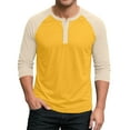 thumbnail image 1 of Hearthz Men's 3/4 Sleeve Baseball Raglan T-Shirts Summer Henley Shirts for Men Casual Cotton Sport Athletic Jersey Tee Tops ,Yellow M, 1 of 7