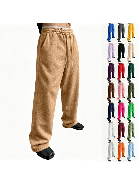 Men's Baggy Sweatpants Wide Leg Lounge Joggers for Men Lightweight Drawstring Mens Sweatpants with Pockets Black L