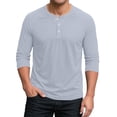 thumbnail image 1 of Hearthz Men's Baseball T-Shirts 3/4 Sleeve V Neck Button Up Henley Baseball Jersey Men Mens Casual Slim Fit T-Shirts Henley Shirts ,Light Gray XXXL, 1 of 7