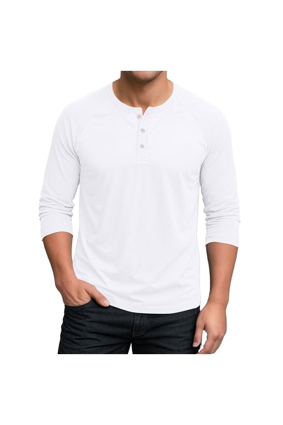 Men's Baseball T-Shirts 3/4 Sleeve V Neck Button Up Henley Baseball Jersey Men Mens Casual Slim Fit T-Shirts Henley Shirts ,White XL