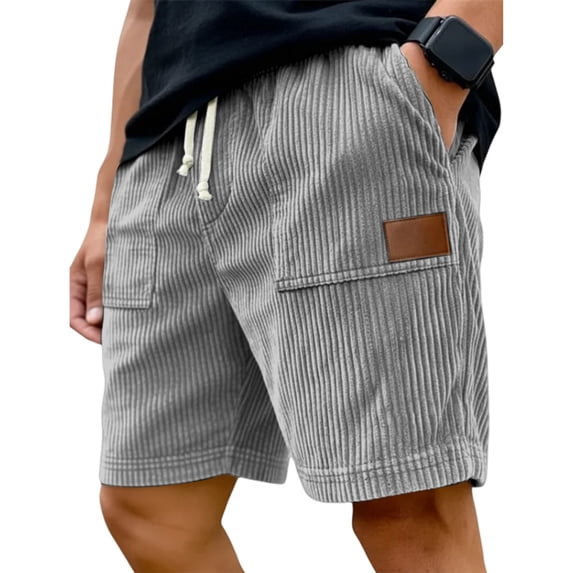 Hearthz Men's Casual Corduroy Shorts Wide Leg Athletic Gym Mens Shorts Elastic Waist Drawstring Beach Shorts Men with Pockets Dark Gray XXL