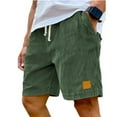 thumbnail image 1 of Hearthz Men's Corduroy Shorts Casual Elastic Waist Drawstring Lightweight Summer Beach Mens Summer Shorts with Pocket Dark Green ,XL, 1 of 7