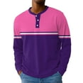 thumbnail image 1 of Hearthz Men's Henley Shirts Long Sleeve Fall 3-Button Color Block Men Shirts Crewneck Casual Men's Jersey Baseball Shirt, 1 of 7