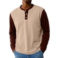 thumbnail image 1 of Hearthz Men's Henley Shirts Long Sleeve Fall 3-Button Color Block Summer Shirts for Men Crew Neck Sports Baseball Jerseys T Shirts, 1 of 4