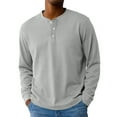 thumbnail image 1 of Hearthz Men's Henley T-Shirt Long Sleeve Fall 3-Button Solid Color Gym Shirts Men O Neck Jersey Baseball Tee Shirt, 1 of 7