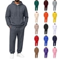 thumbnail image 1 of Hearthz Men's Hoodie Tracksuit 2 Pieces Set Oversized Pullover Hooded Sweatshirt & Wide Leg Sweatpants Fall Winter Athletic Sweatsuits for Men Dark Gray L, 1 of 7