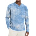 thumbnail image 1 of Hearthz Men's Long Sleeve Henley Shirts Fall 3-Button Graphic Oversized Tshirts for Men Crewneck Jersey Baseball T-Shirts, 1 of 7