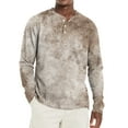thumbnail image 1 of Hearthz Men's Long Sleeve Henley Shirts Fall 3-Button Graphic T Shirts for Man O Neck Baseball Shirts for Men, 1 of 7