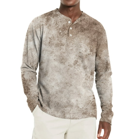 Hearthz Men's Long Sleeve Henley Shirts Fall 3-Button Graphic T Shirts for Man O Neck Baseball Shirts for Men