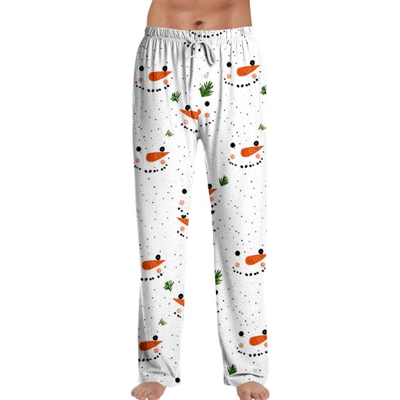 Hearthz Men's Pajama Pants Christmas Drawstring Elastic Waist Men Lounge Pants Funny Print Wide Leg Pajama Pants Men