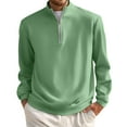 thumbnail image 1 of Hearthz Men's Quarter-Zip Pullover Long Sleeve Mock Neck Men's Sweatshirt Waffle Knit Casual Polo Quarter-Zip Sweatshirt, 1 of 6