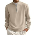 thumbnail image 1 of Hearthz Men's Quarter Zip Up Pullover Mock Neck Long Sleeve Men's Sweatshirt Waffle Knit Casual Polo 1/4 Zip Sweatshirts, 1 of 6