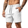 thumbnail image 1 of Hearthz Men's Quick Dry Shorts Elastic Waist Drawstring Mens Lightweight Hiking Shorts Summer Beach Vacation Gym Shorts White S, 1 of 5