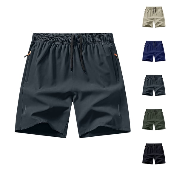 Hearthz Men's Shorts Quick Dry Elastic Waist Lightweight Men's Athletic Gym Shorts with Pockets Summer Mens Shorts Beach Dark Gray M