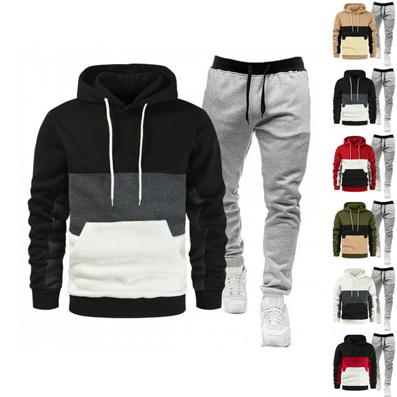 Hearthz Men's Sweatsuits 2 Piece Set Athletic Casual Hooded Jogging Suit Hooded Set Winter Fleece Mens Sweat Suits