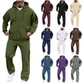 thumbnail image 1 of Hearthz Men's Sweatsuits 2 Piece Set Winter Fleece Zip Up Athletic Jacket and Cargo Sweatpants Drawstring Elastic Waisted Straight Leg Big and Tall Sweatsuits with Pocket, 1 of 9