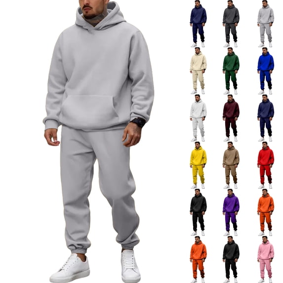 Hearthz Men's Tracksuit 2 Piece Sweatsuit Set Fleece Jogging Tracksuits Set Winter Men Sweatsuits Sets