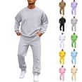 thumbnail image 1 of Hearthz Men's Tracksuit 2 Piece Sweatsuit Set Solid Color Long Sleeve Crew Neck Sweatshirt and Joggers Set Athletic Mens Sweat Set Khaki M, 1 of 7