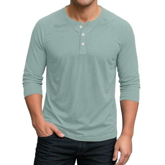 Hearthz Mens Casual Slim Fit T-Shirts Henley Shirts Raglan 3/4 Sleeve Jersey Baseball T Shirts ,Turquoise S