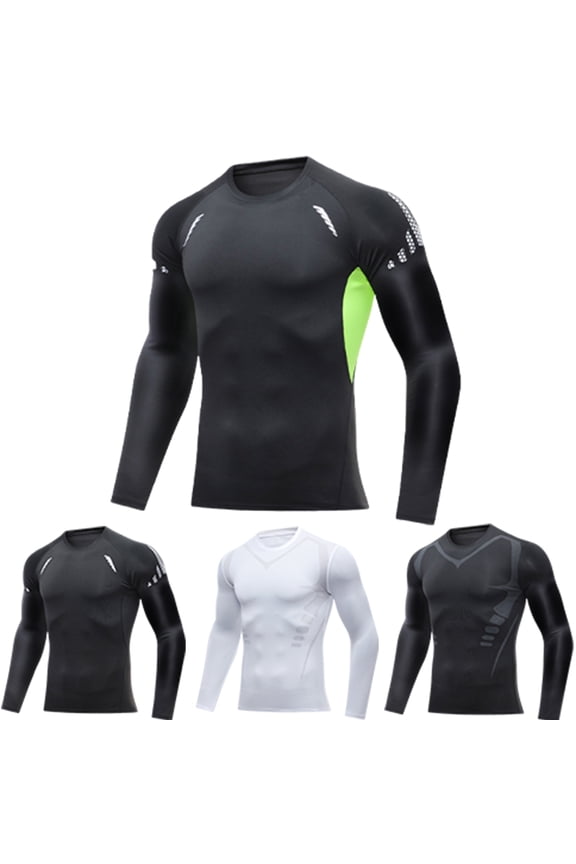 Mens Compression Shirt, Cool Dry Long Sleeve Workout Shirts, Running Athletic Football Gym Base Layer Tops Beige XXXL