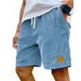 thumbnail image 1 of Hearthz Mens Corduroy Shorts Casual Elastic Waist Drawstring Lightweight Summer Beach Mens Work Shorts with Pocket Sky Blue ,M, 1 of 7