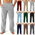thumbnail image 1 of Hearthz Mens Fleece Pajama Bottoms Solid Color Men's Pajama Pants Winter Warm Plush Fluffy Mens Sleep Pants with Pockets, 1 of 7