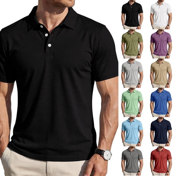 Hearthz Mens Golf Polo Moisture Wicking Short Sleeve Shirt for Men Casual Summer Shirt Soft Breathable Mens Golf Polo White L