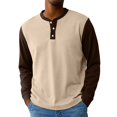 thumbnail image 1 of Hearthz Mens Henley Long Sleeve T-Shirt Fall 3-Button Color Block Men Shirts Crew Neck Sports Baseball Jerseys T Shirts, 1 of 7