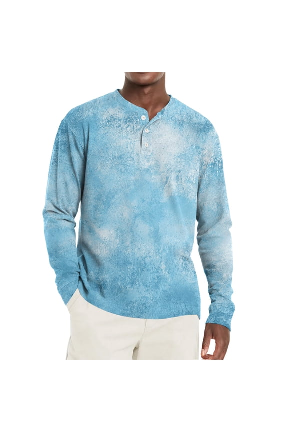 Mens Henley Long Sleeve T-Shirt Fall 3-Button Graphic Mens T Shirts O Neck Baseball Cotton T Shirts