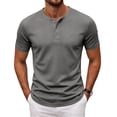 thumbnail image 1 of Hearthz Mens Henley Shirts 3 Button Mens Short Sleeve Shirt Basic Breathable Moisture Wicking Mens Athletic Shirts Dark Gray XXXL, 1 of 7