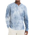 thumbnail image 1 of Hearthz Mens Henley T-Shirts Long Sleeve Fall 3-Button Graphic Workout Shirts for Men Crewneck Baseball Cotton T Shirts, 1 of 7