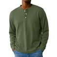 thumbnail image 1 of Hearthz Mens Henley T-Shirts Long Sleeve Fall 3-Button Solid Color Workout Shirts for Men O Neck Casual Men's Jersey Baseball Shirt, 1 of 7